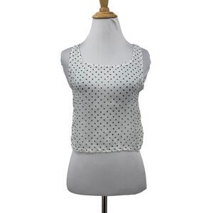 Brandy Melville Crop Sheer Top Womens XS Extra Small Heart Bow Cutout Sleeveless